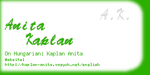 anita kaplan business card